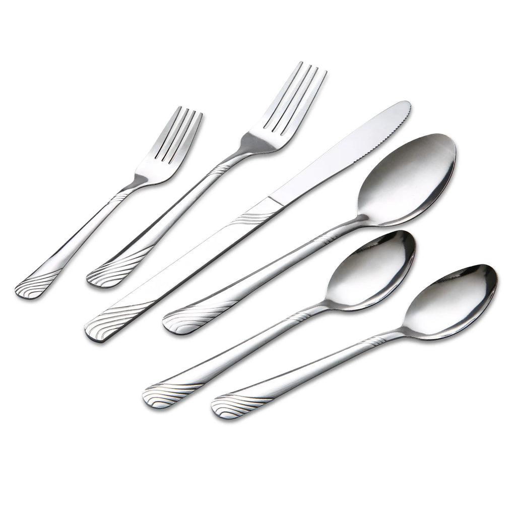 HANSMART 48Pcs Flatware Set for 8 Stainless Steel Knife Fork Spoon Tableware Flatware Set Kitchen Dinnerware Gift