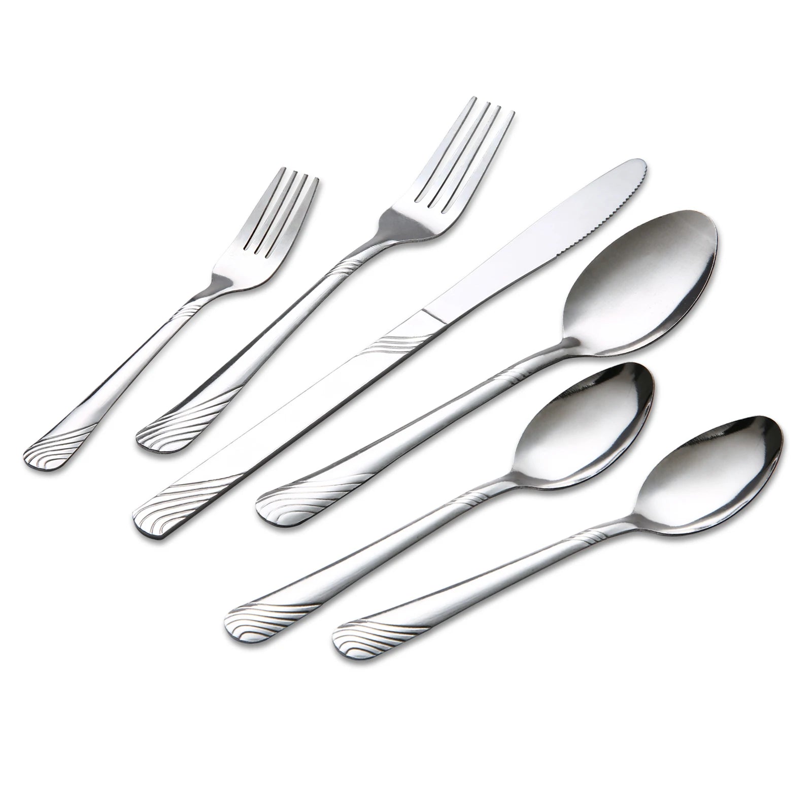 HANSMART 48Pcs Flatware Set for 8 Stainless Steel Knife Fork Spoon Tableware Flatware Set Kitchen Dinnerware Gift