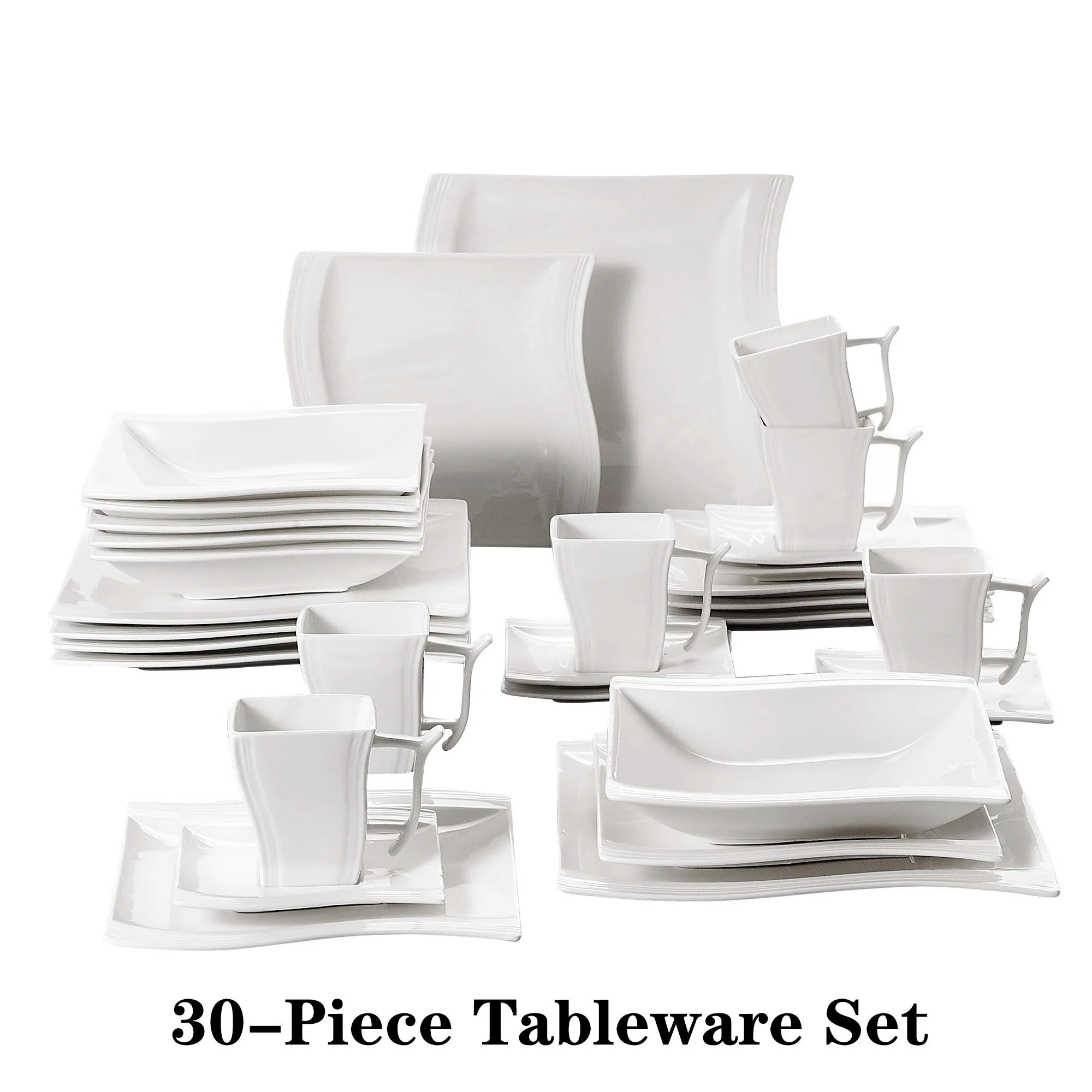 MALACASA FLORA  White Porcelain Dinner Set