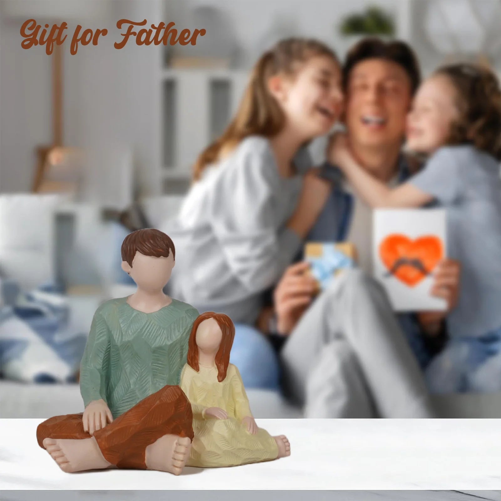 Family Figurine Father & Daughter Sculpture