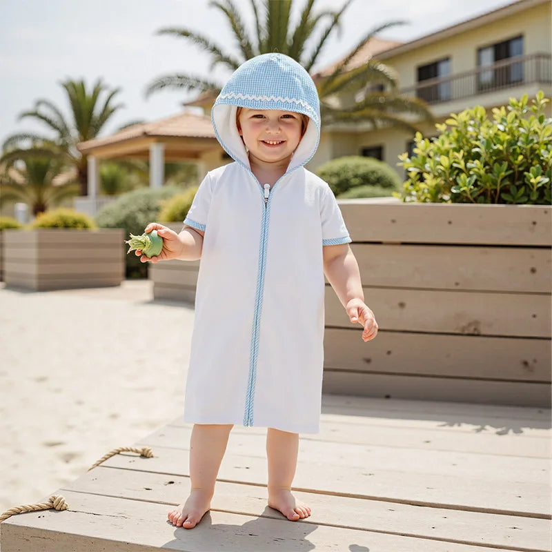 Children s Beach Towel with Hood Embroidered Swim Cover-up for Toddlers Boys and Girls Bathrobe for Pool and Beach