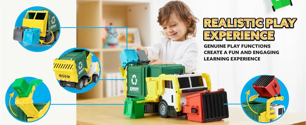Friction Powered Garbage Truck Toy Set