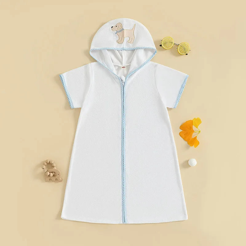 Children s Beach Towel with Hood Embroidered Swim Cover-up for Toddlers Boys and Girls Bathrobe for Pool and Beach