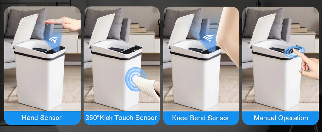 2 Pack 12L Bathroom Automatic Trash Cans