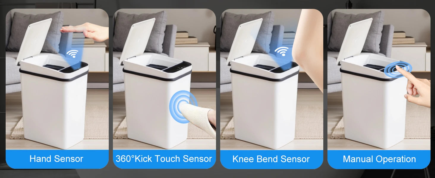 2 Pack 12L Bathroom Automatic Trash Cans