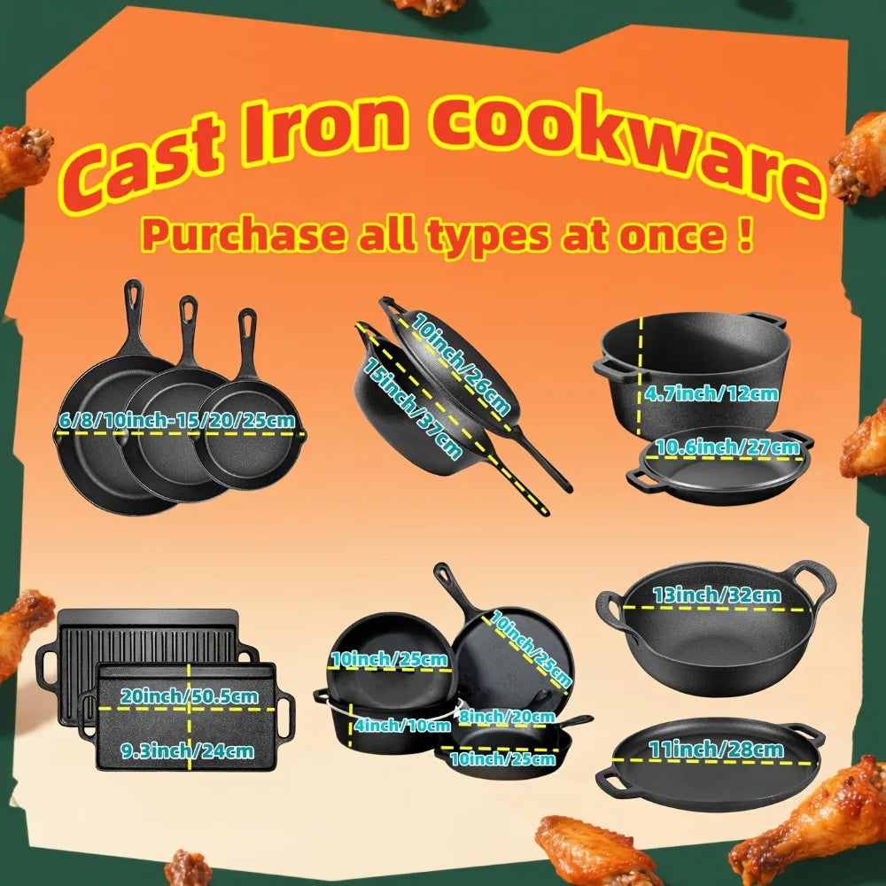 3PCS Cast Iron Skillet Set