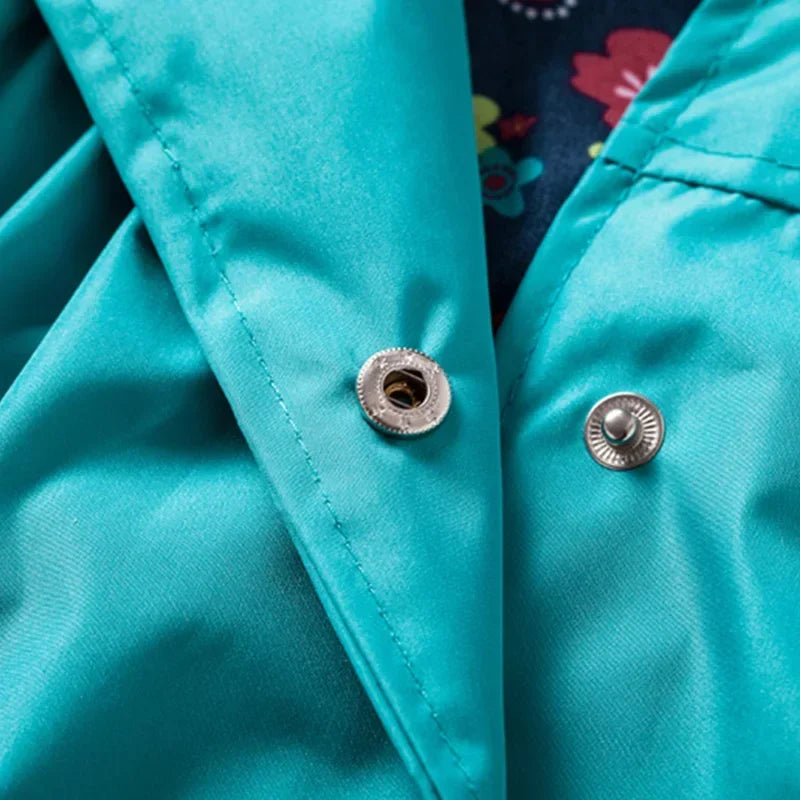 2pcs Children Waterproof Coat Pants Set Spring Autumn Long Sleeve Flower Print for Toddler Boys & Girls