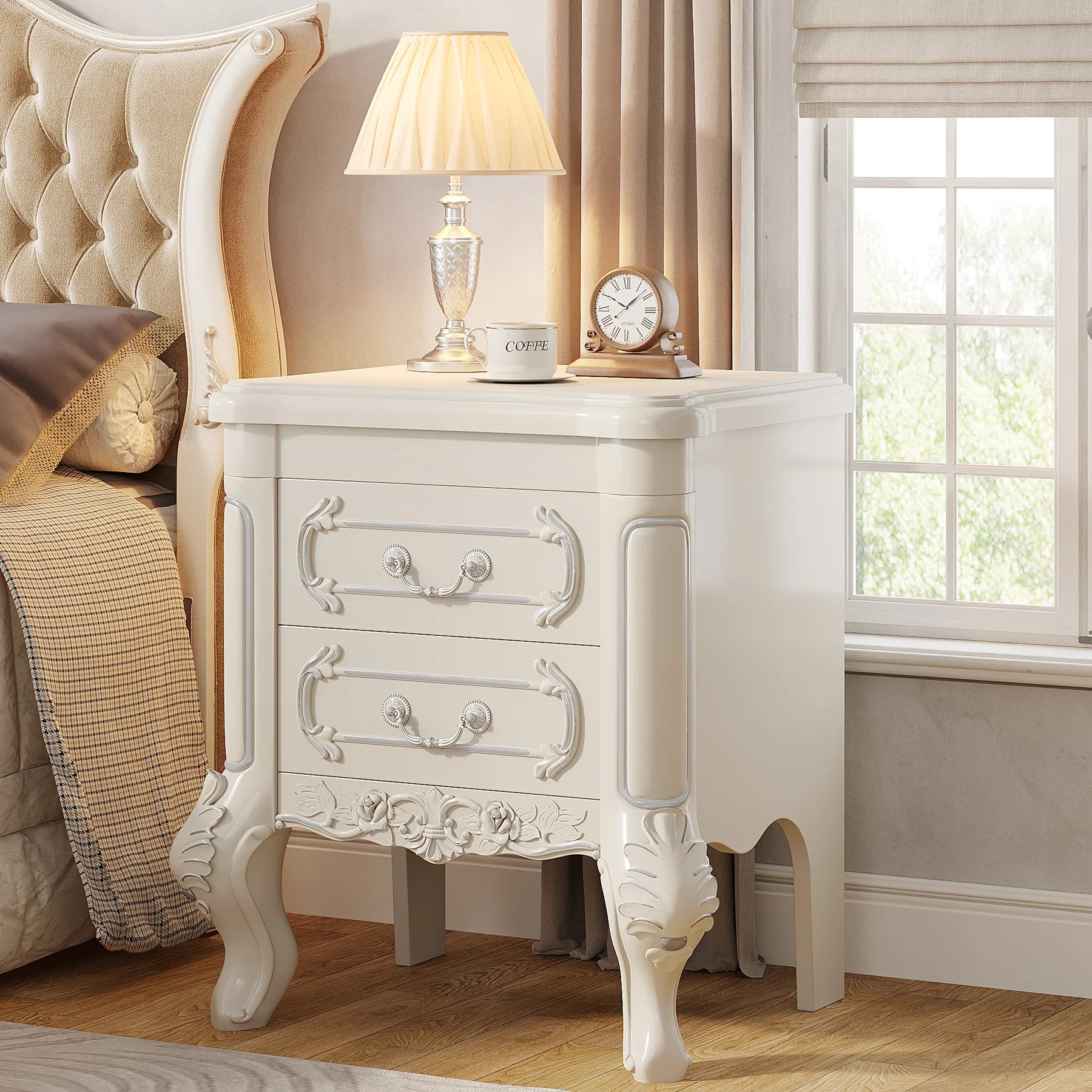 Tribesigns White Nightstand End Table