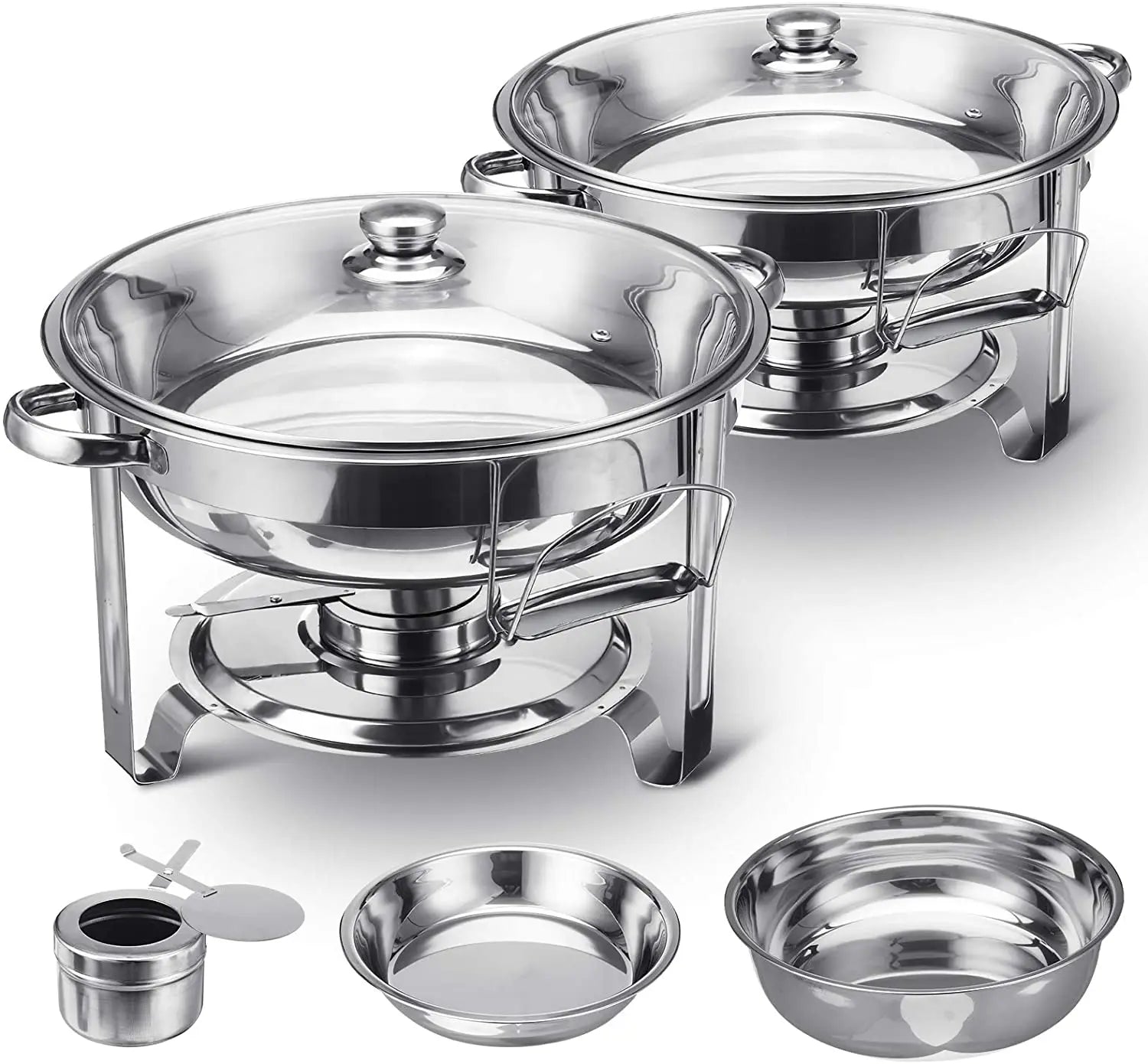 2PCS  4L Catering Buffet Set Food Chafing Dishes Stainless Steel Chafer Buffet Water Pan Fuel Holder and Lid For Catering Warmer
