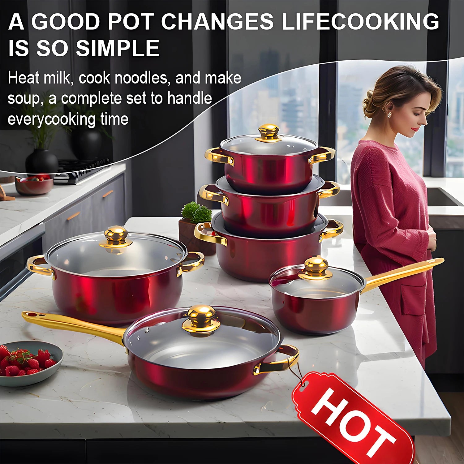 Red Cookware Set
