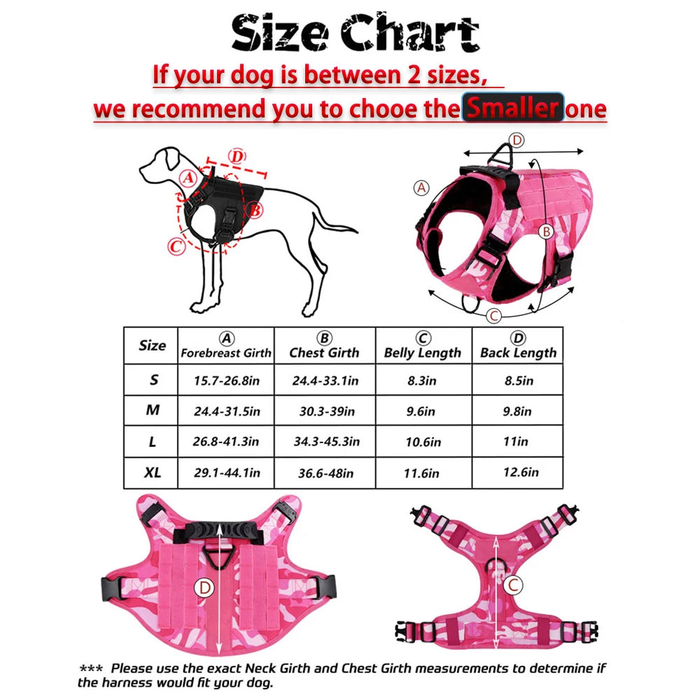 Military Pink Camouflage Dog Harness