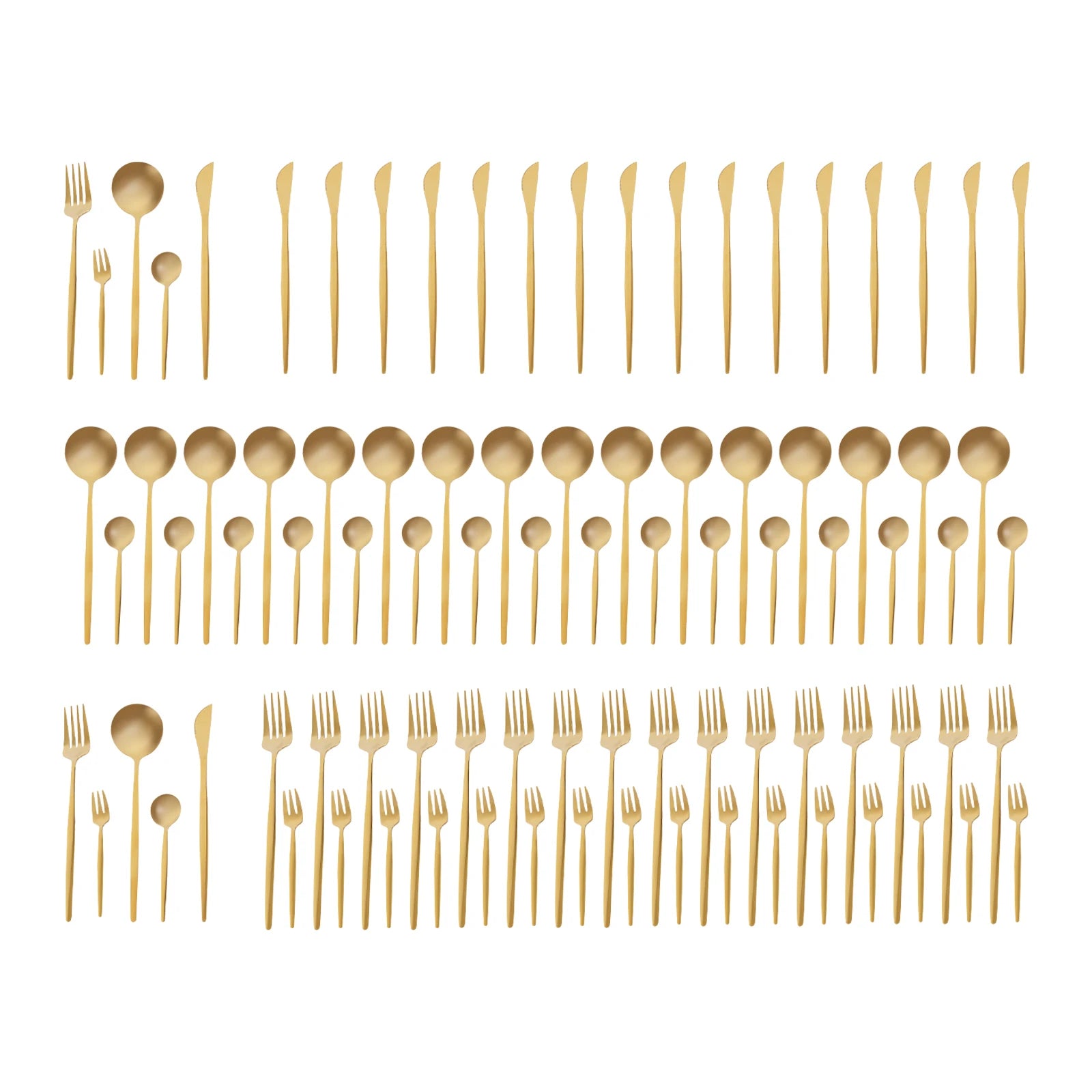 90 Pcs Gold Flatware Set
