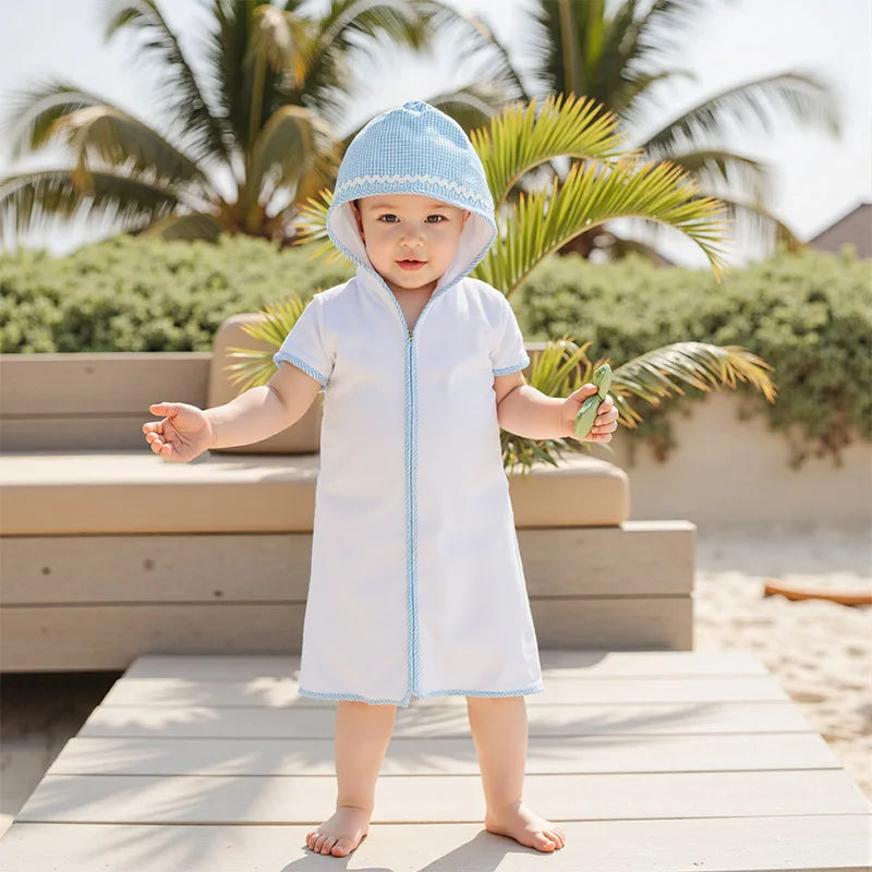 Children s Beach Towel with Hood Embroidered Swim Cover-up for Toddlers Boys and Girls Bathrobe for Pool and Beach