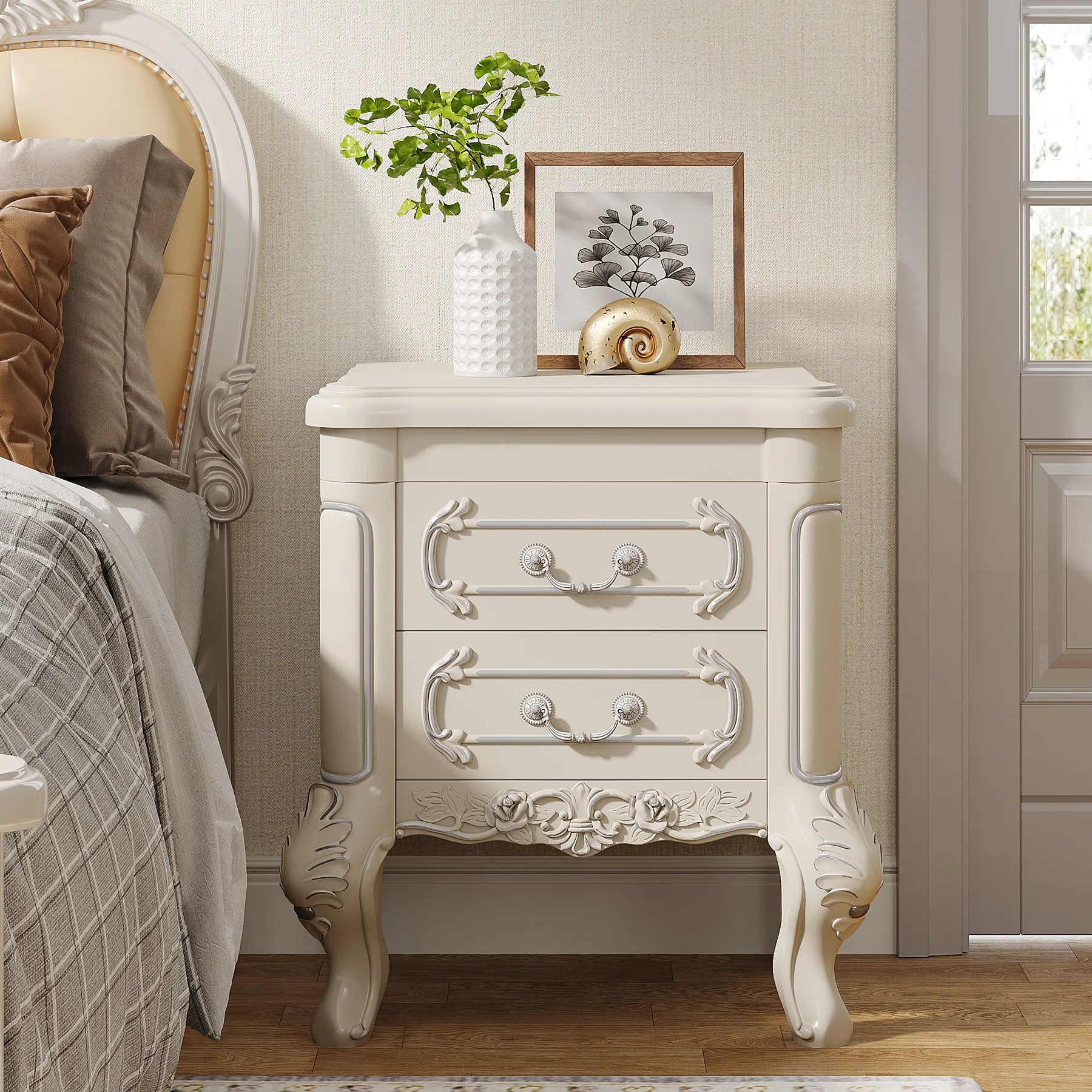 Tribesigns White Nightstand End Table