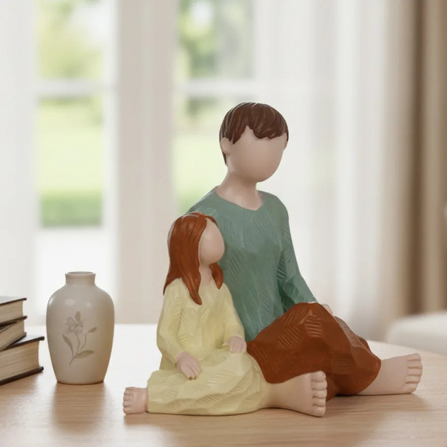 Family Figurine Father & Daughter Sculpture