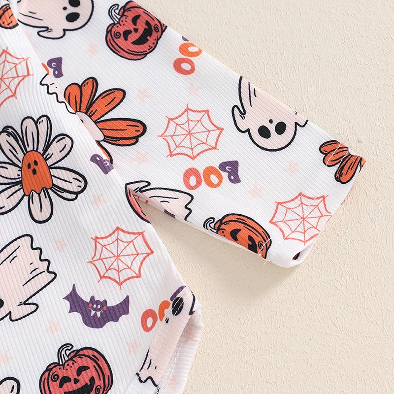 Toddler Boy Halloween Costume Spider Web Print Short Sleeve Romper with Pants and Hat Set for Party Dress Up