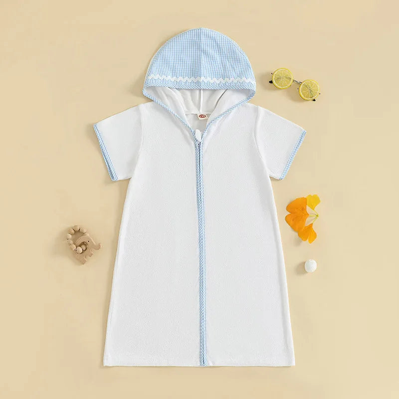 Children s Beach Towel with Hood Embroidered Swim Cover-up for Toddlers Boys and Girls Bathrobe for Pool and Beach