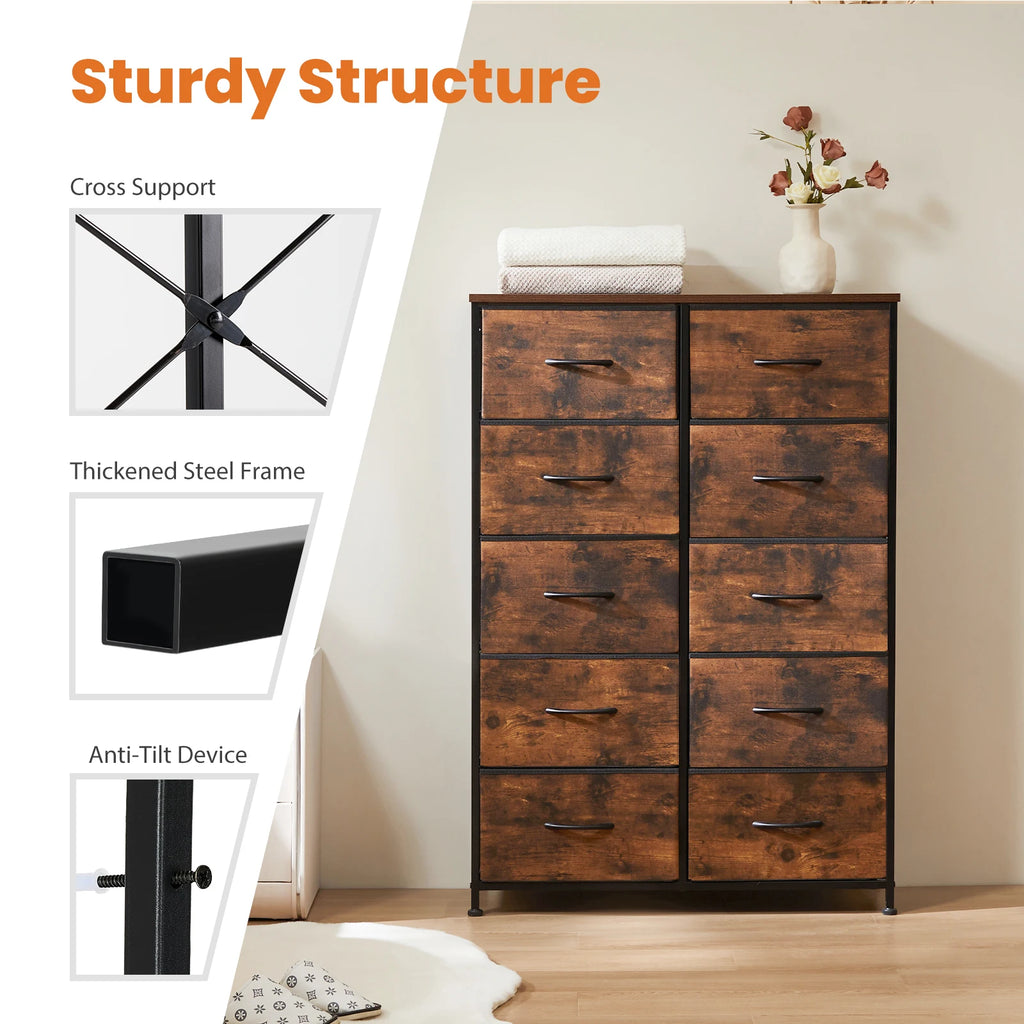 Dresser With 10 Fabric Drawers