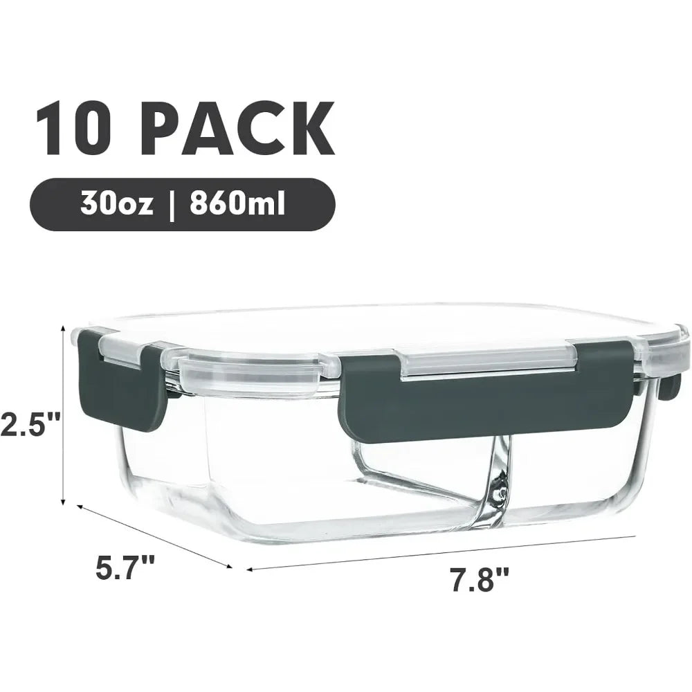 10-Pack 30oz Glass Meal Prep Containers
