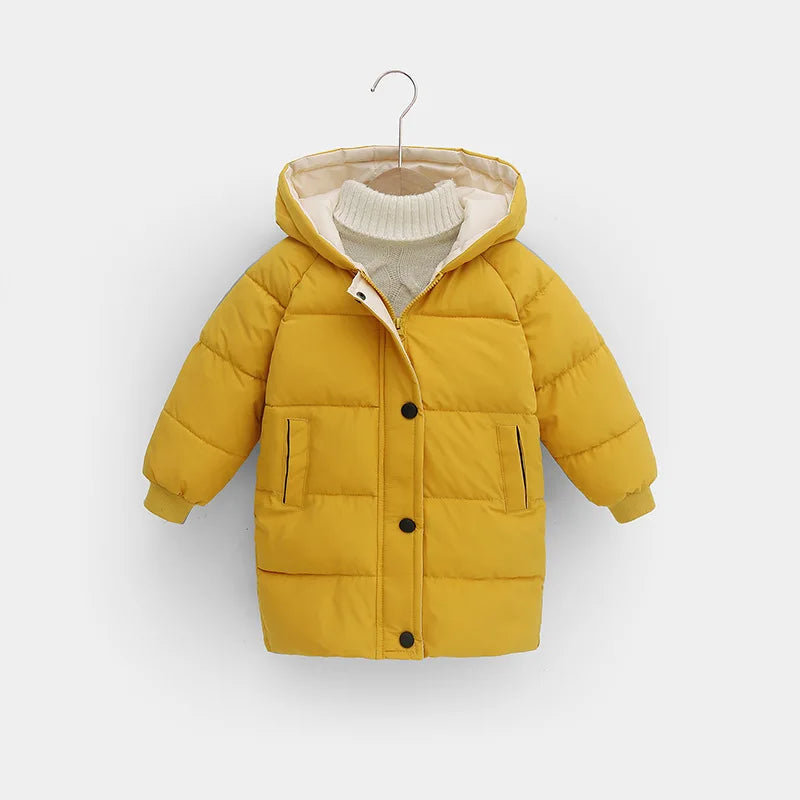 2025 Winter New Children's Thickened Cotton Jacket, Medium to Long Size Boys' and Girls' Down Cotton Jackets