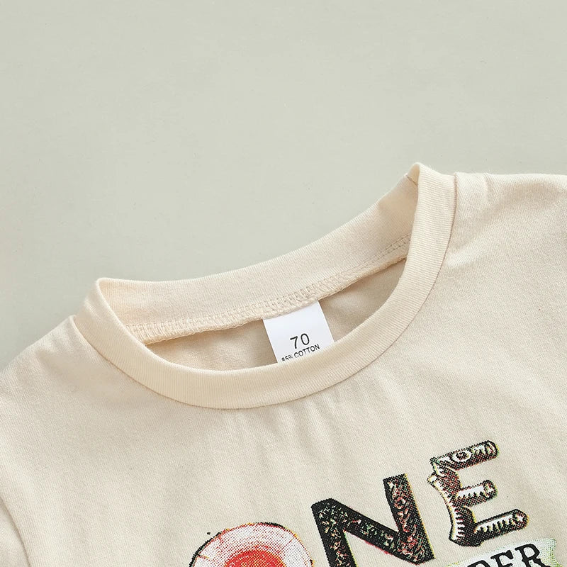 Toddler Boy Cute Cartoon Print Short Sleeve Round Neck Casual T-Shirt Summer Graphic Tee Tops for Kids