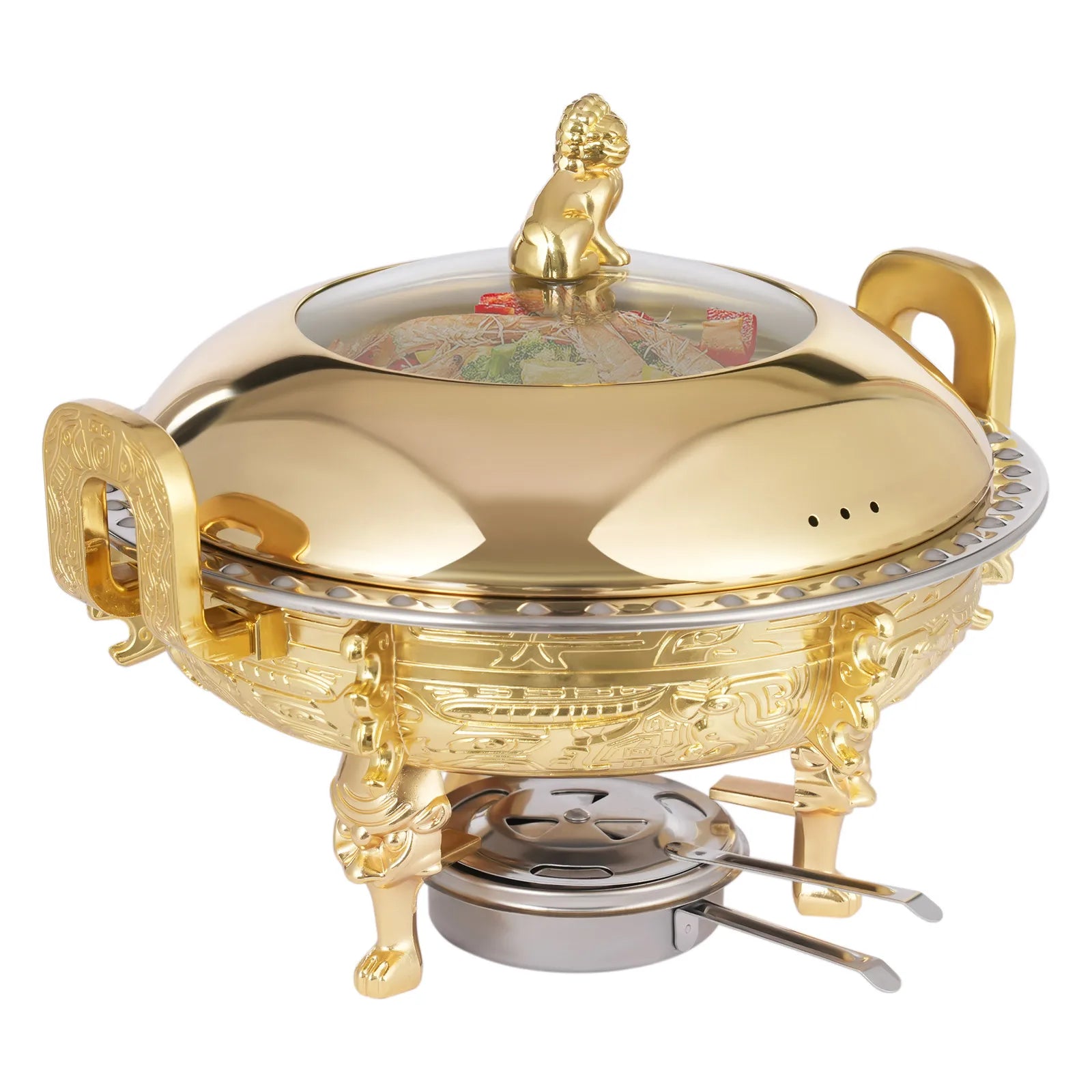 4 Packs Chafing Dish Buffet Sets Stainless Steel, Chaffing Servers w/Lid for Catering, Events and Parties,Christmas Tableware