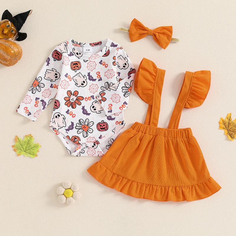 Toddler Boy Halloween Costume Spider Web Print Short Sleeve Romper with Pants and Hat Set for Party Dress Up