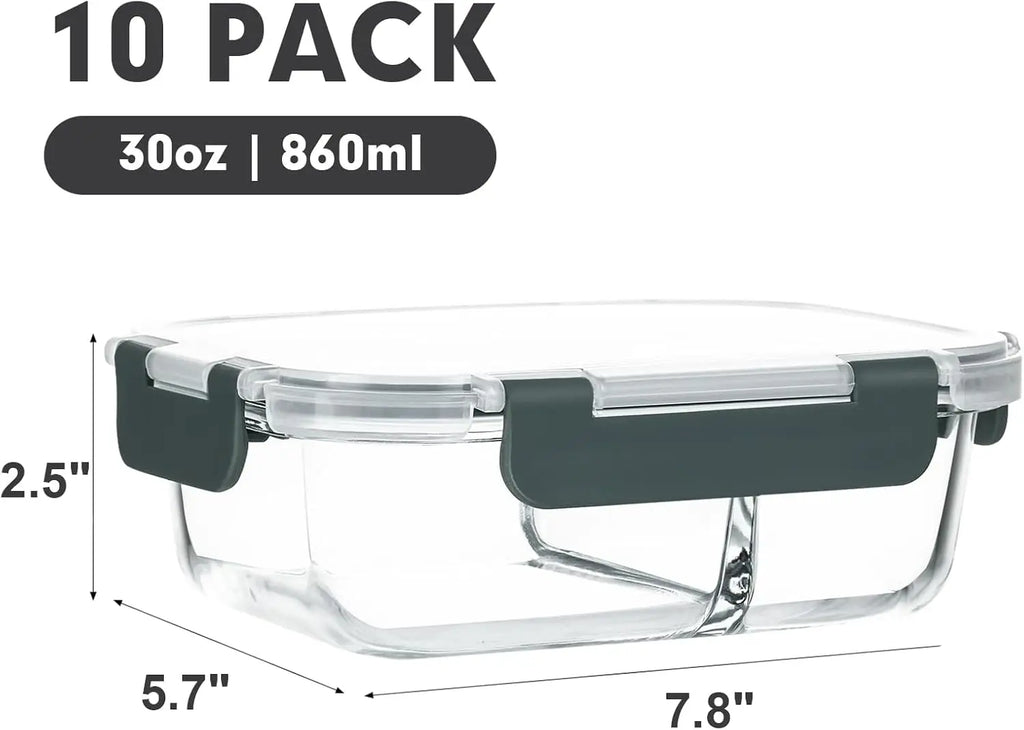 10-Pack 30oz Glass Meal Prep Containers