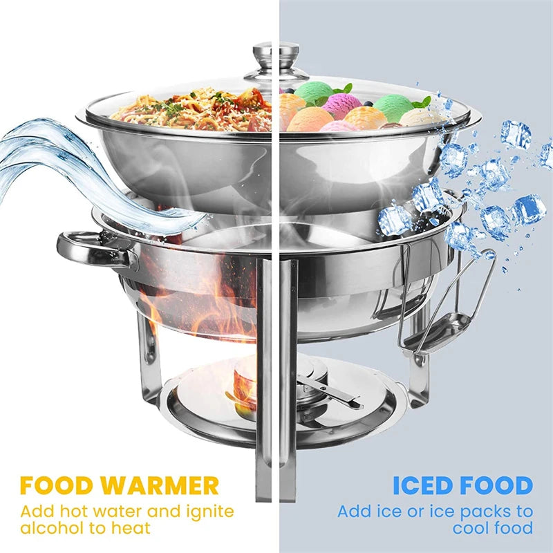2PCS  4L Catering Buffet Set Food Chafing Dishes Stainless Steel Chafer Buffet Water Pan Fuel Holder and Lid For Catering Warmer