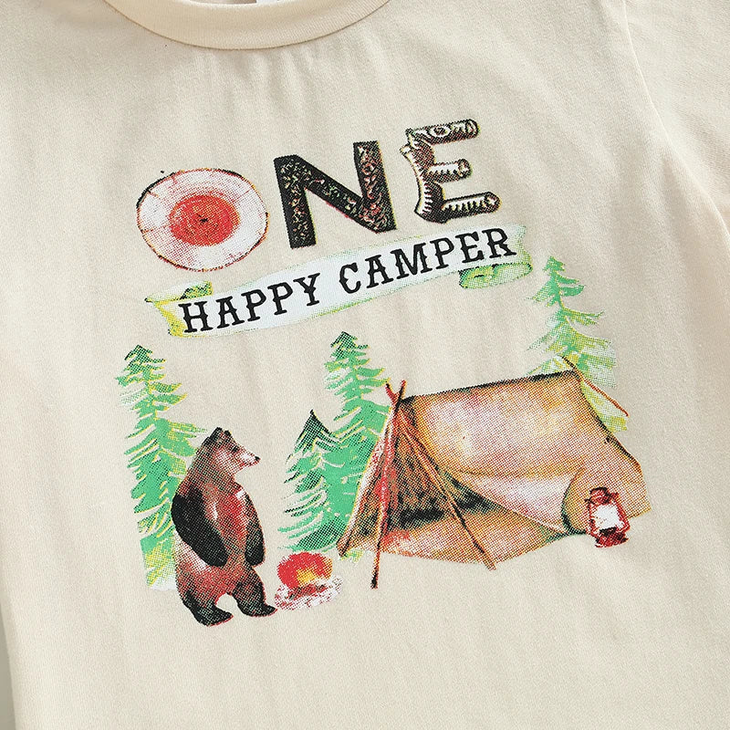 Toddler Boy Cute Cartoon Print Short Sleeve Round Neck Casual T-Shirt Summer Graphic Tee Tops for Kids