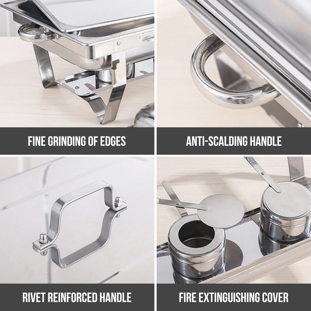 Chafing Dish Buffet Set 8QT Electric Stainless Steel 2/4/6Pack Full Size Pans Food Warmer Chafing Fuel Holder for Party Catering