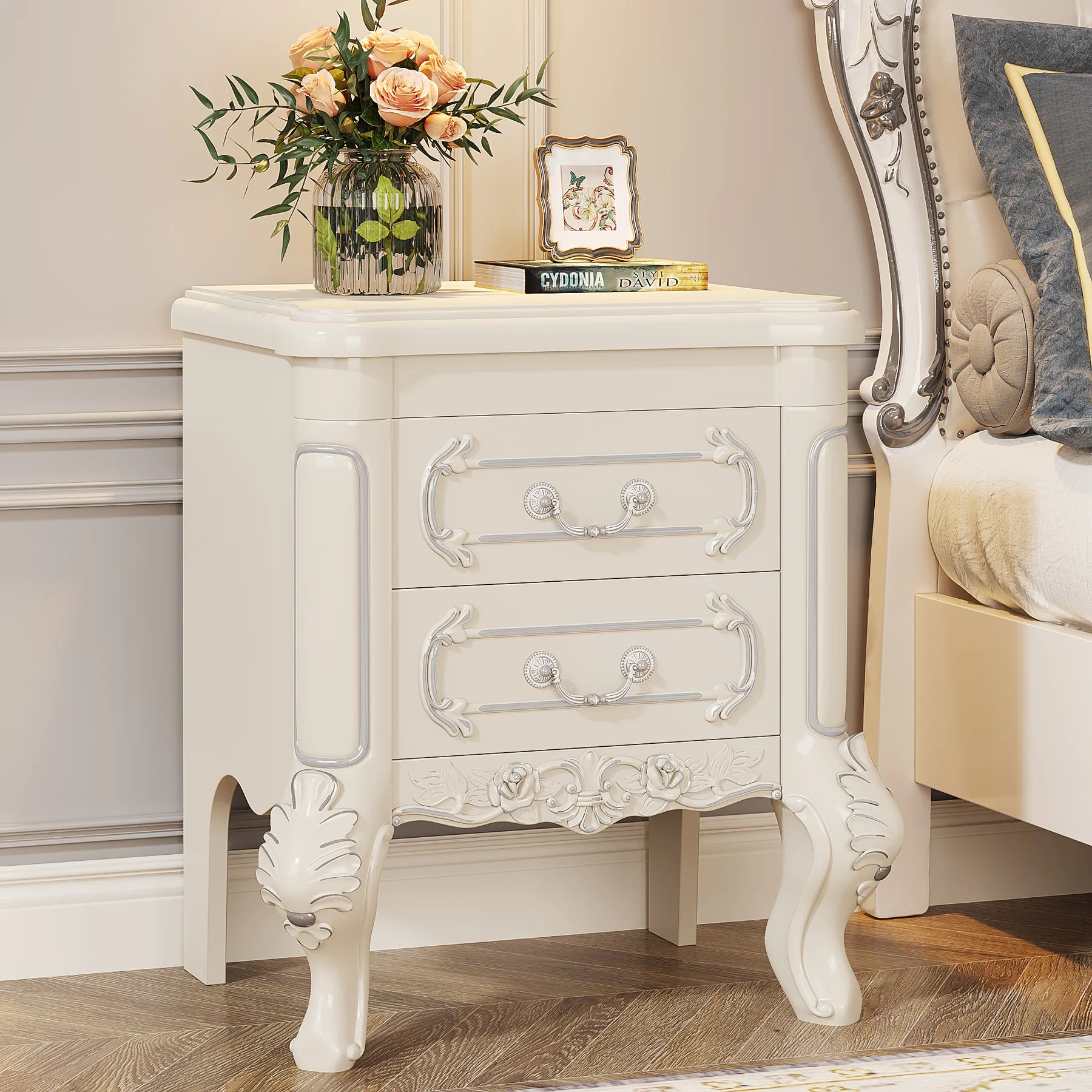 Tribesigns White Nightstand End Table