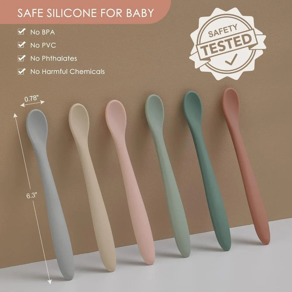 6-Piece Silicone Baby Feeding Spoons,