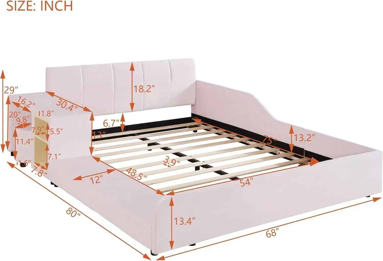 Velvet Upholstered Grounded Bed Platform Bed