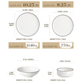 MALACASA 16/32 Piece White and black Rim Porcelain Dinnerware Set Curved Edge with 4 pcs dinner plate/Dessert Plate/Soup/Bowl