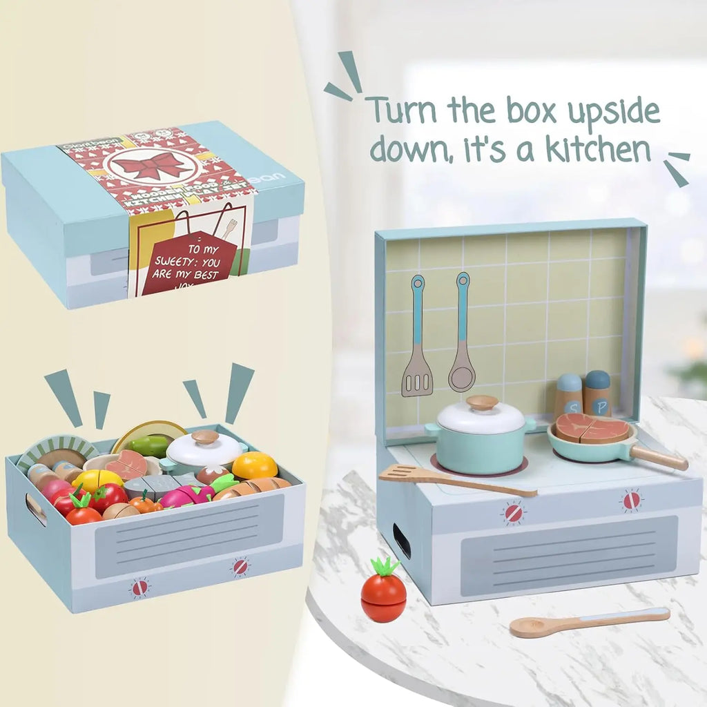 Wooden Play Food Set, Play Kitchen Accessories