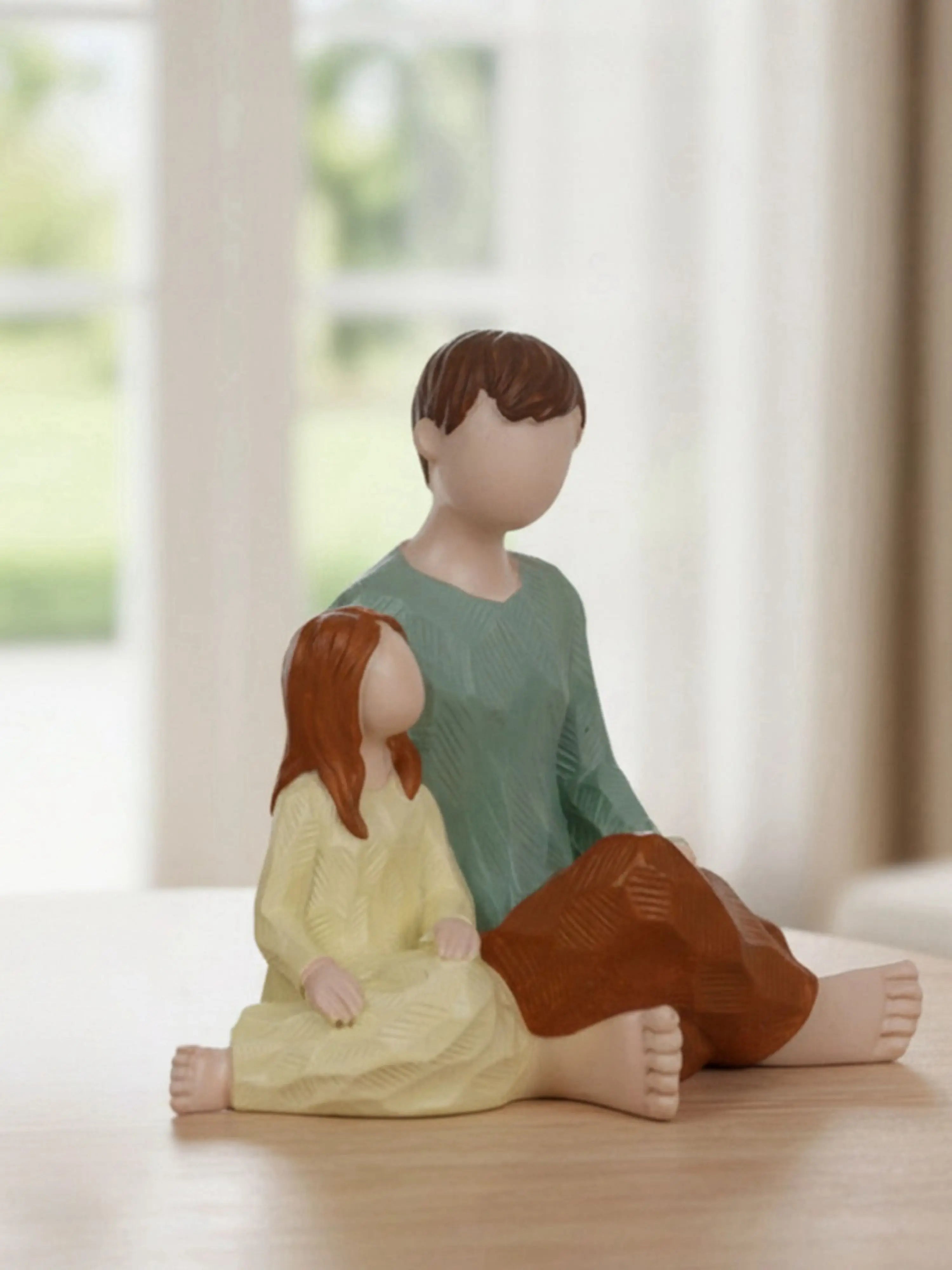 Family Figurine Father & Daughter Sculpture