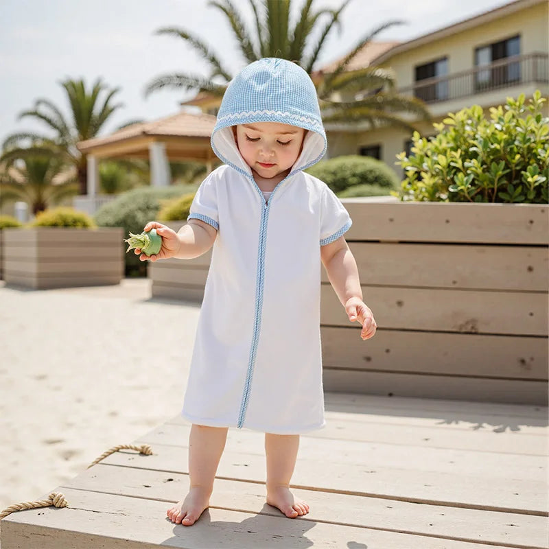 Children s Beach Towel with Hood Embroidered Swim Cover-up for Toddlers Boys and Girls Bathrobe for Pool and Beach