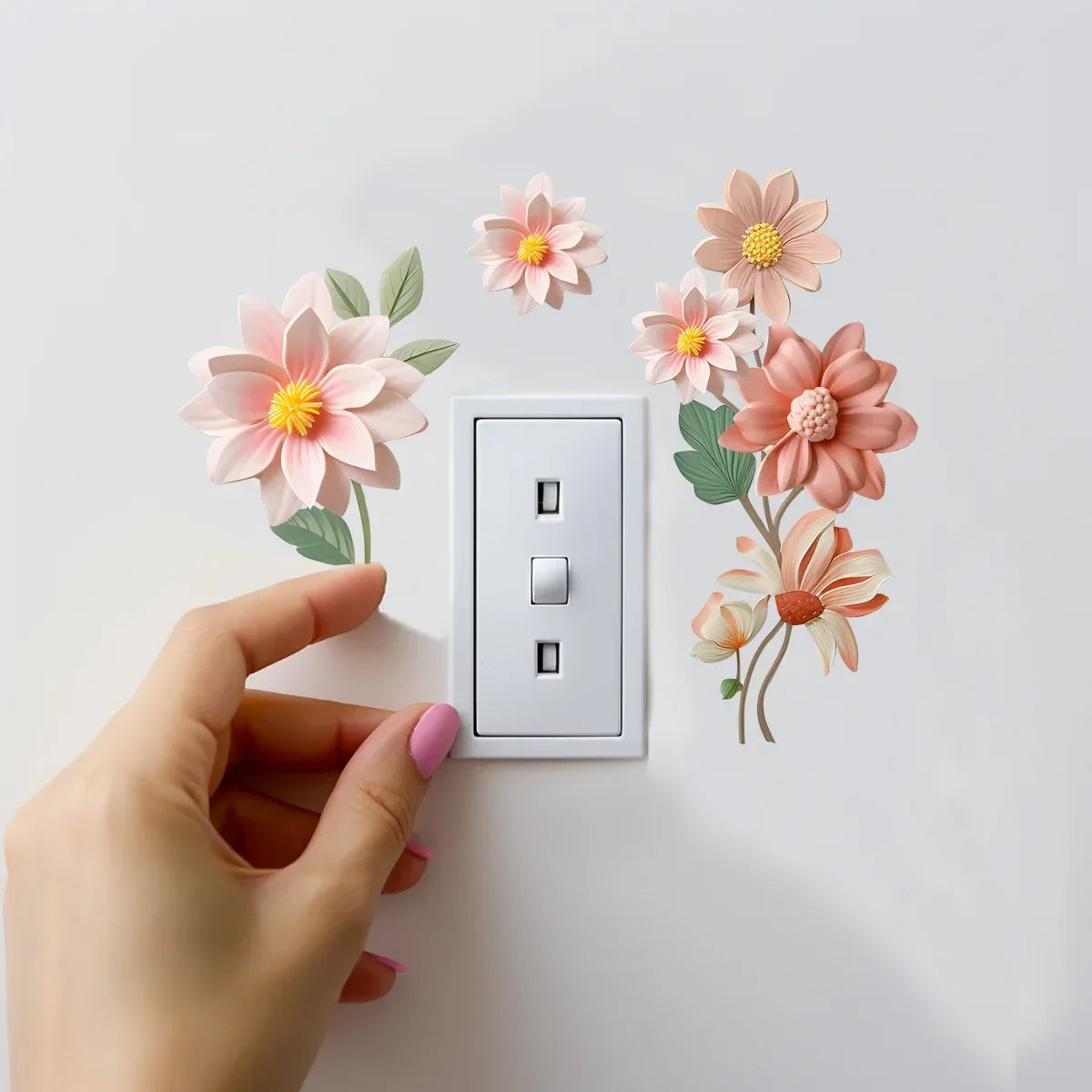 Beautiful Flowers Switch Wall Sticker
