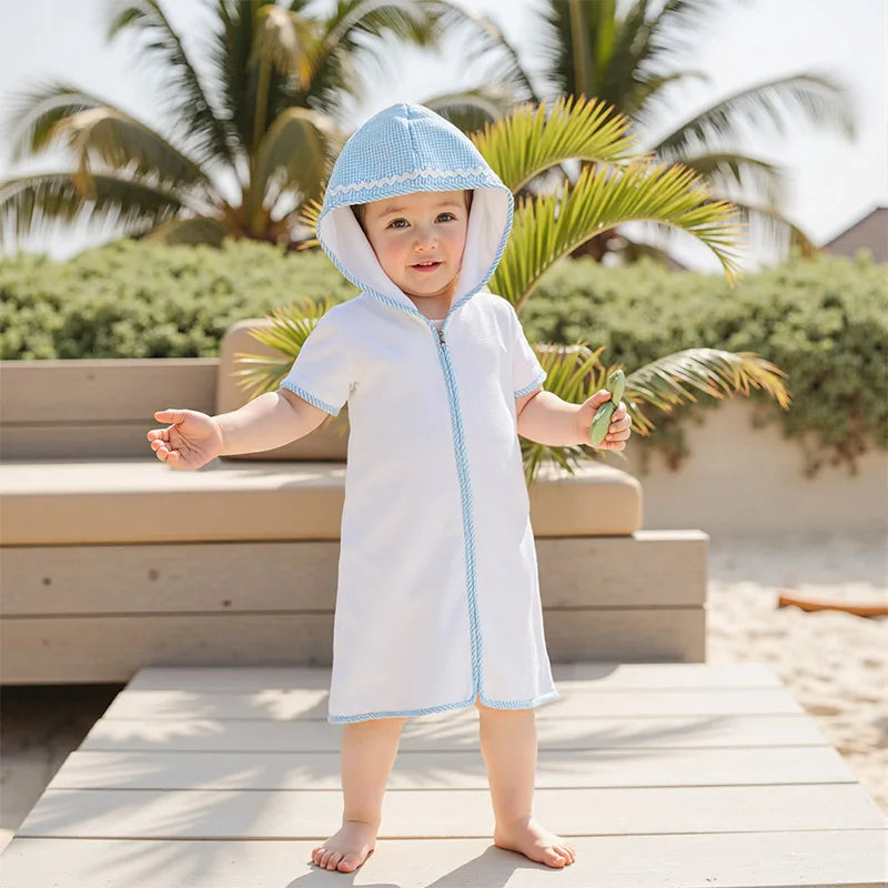 Children s Beach Towel with Hood Embroidered Swim Cover-up for Toddlers Boys and Girls Bathrobe for Pool and Beach