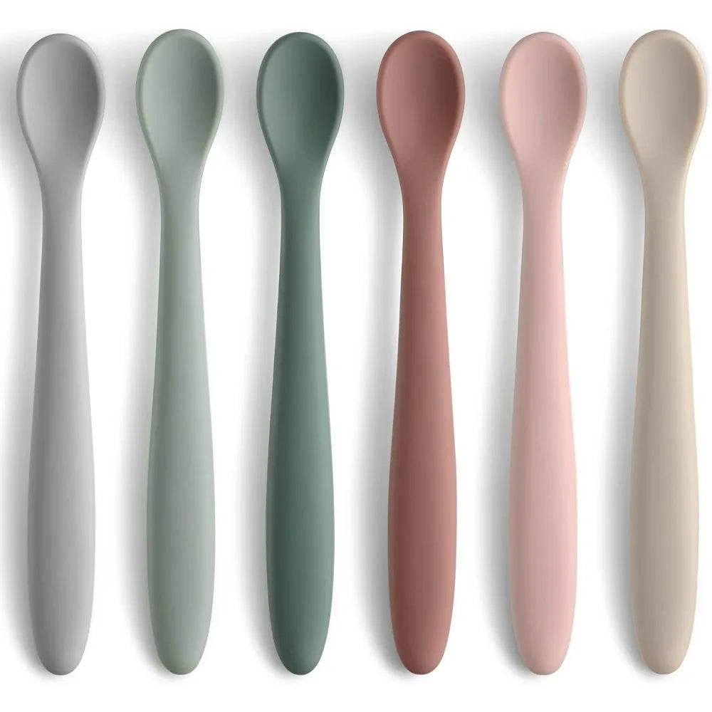 6-Piece Silicone Baby Feeding Spoons,