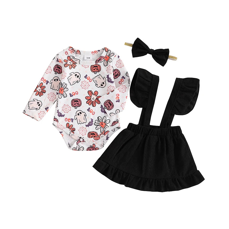 Toddler Boy Halloween Costume Spider Web Print Short Sleeve Romper with Pants and Hat Set for Party Dress Up