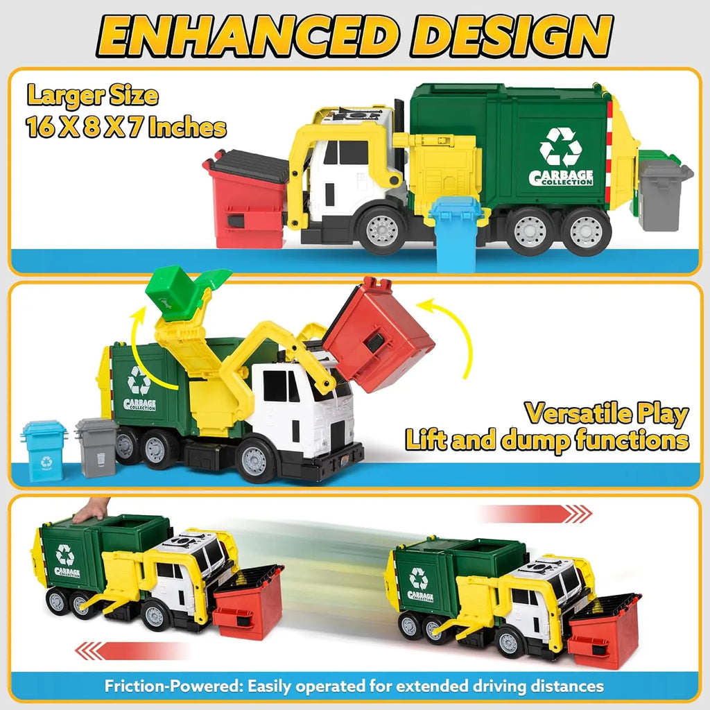 Friction Powered Garbage Truck Toy Set