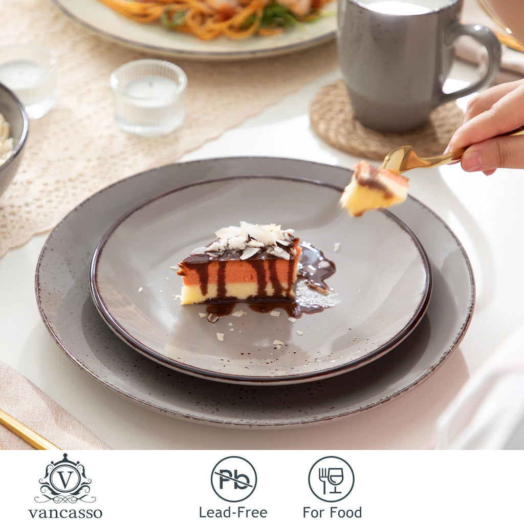 Vancasso Navia-LH 16/32/48-Piece Stoneware Ceramic Dinnerware Set with Dinner Plate,Dessert Plate,800ml Bowl, Mug Tableware Set