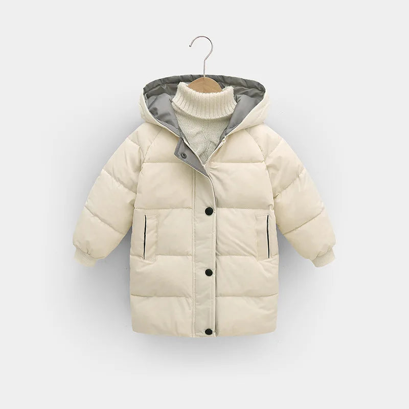 2025 Winter New Children's Thickened Cotton Jacket, Medium to Long Size Boys' and Girls' Down Cotton Jackets