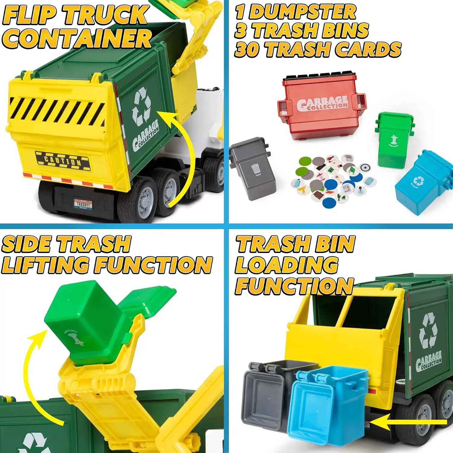 Friction Powered Garbage Truck Toy Set