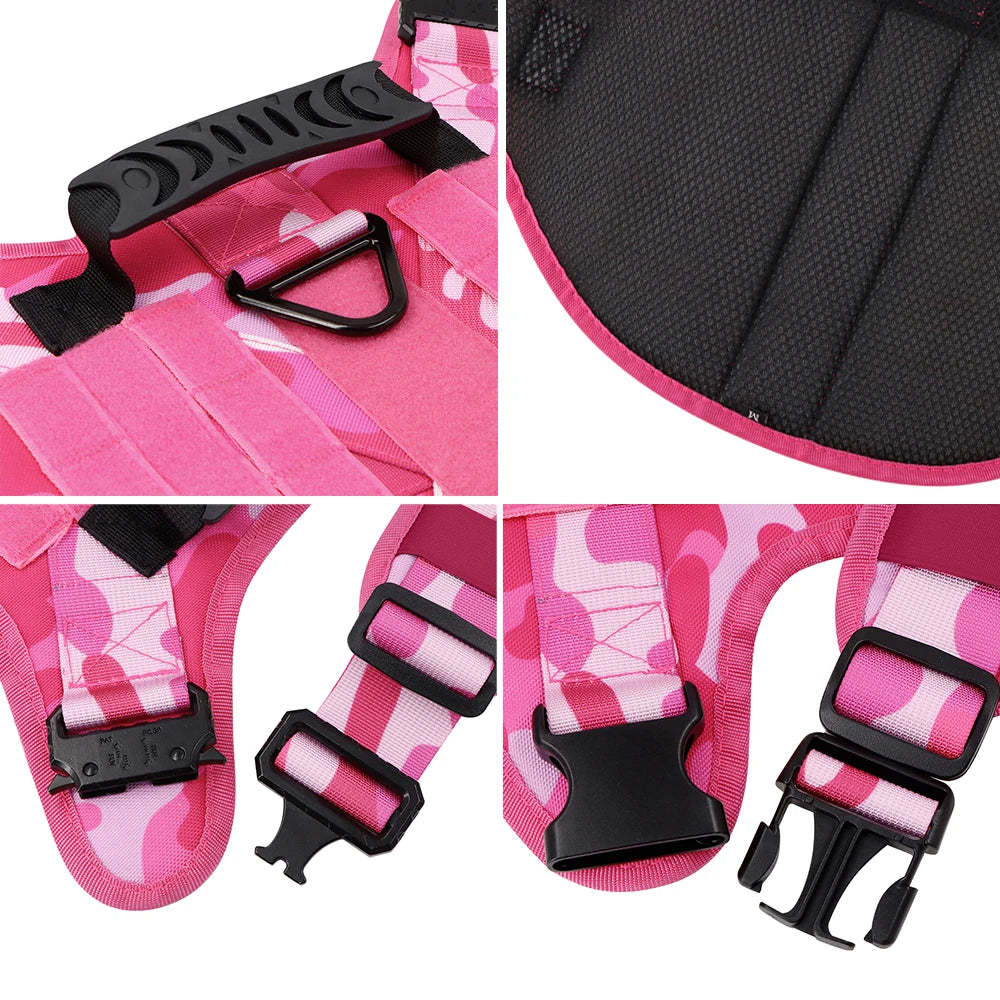 Military Pink Camouflage Dog Harness