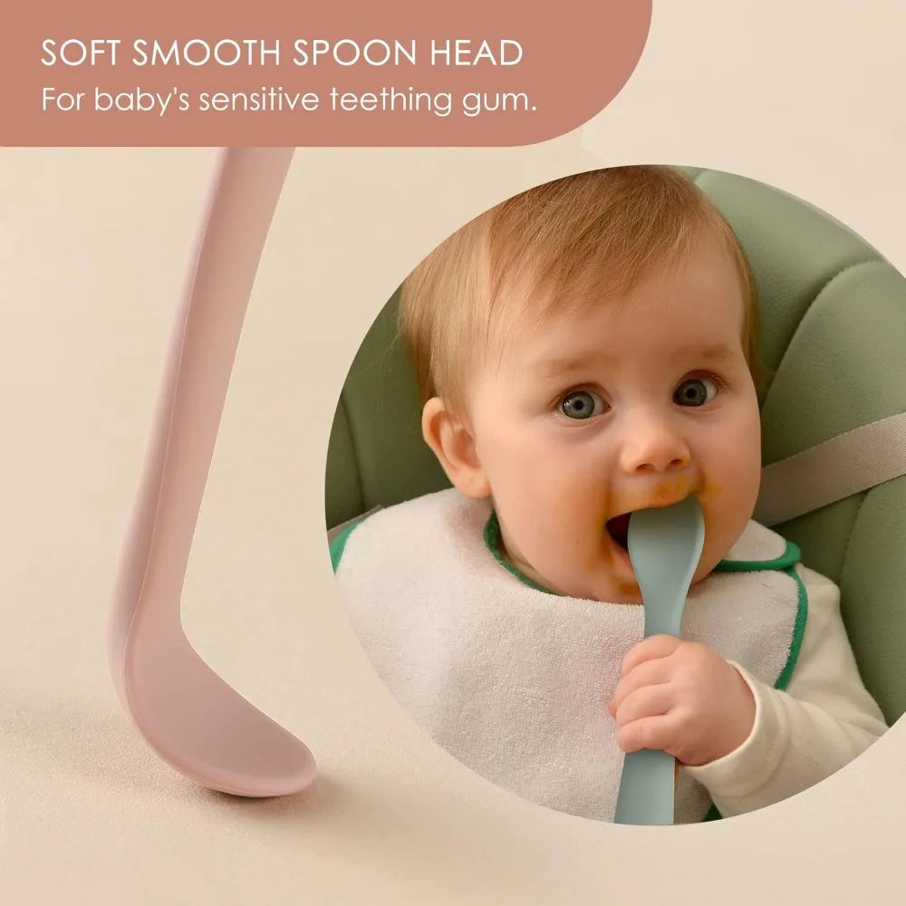 6-Piece Silicone Baby Feeding Spoons,