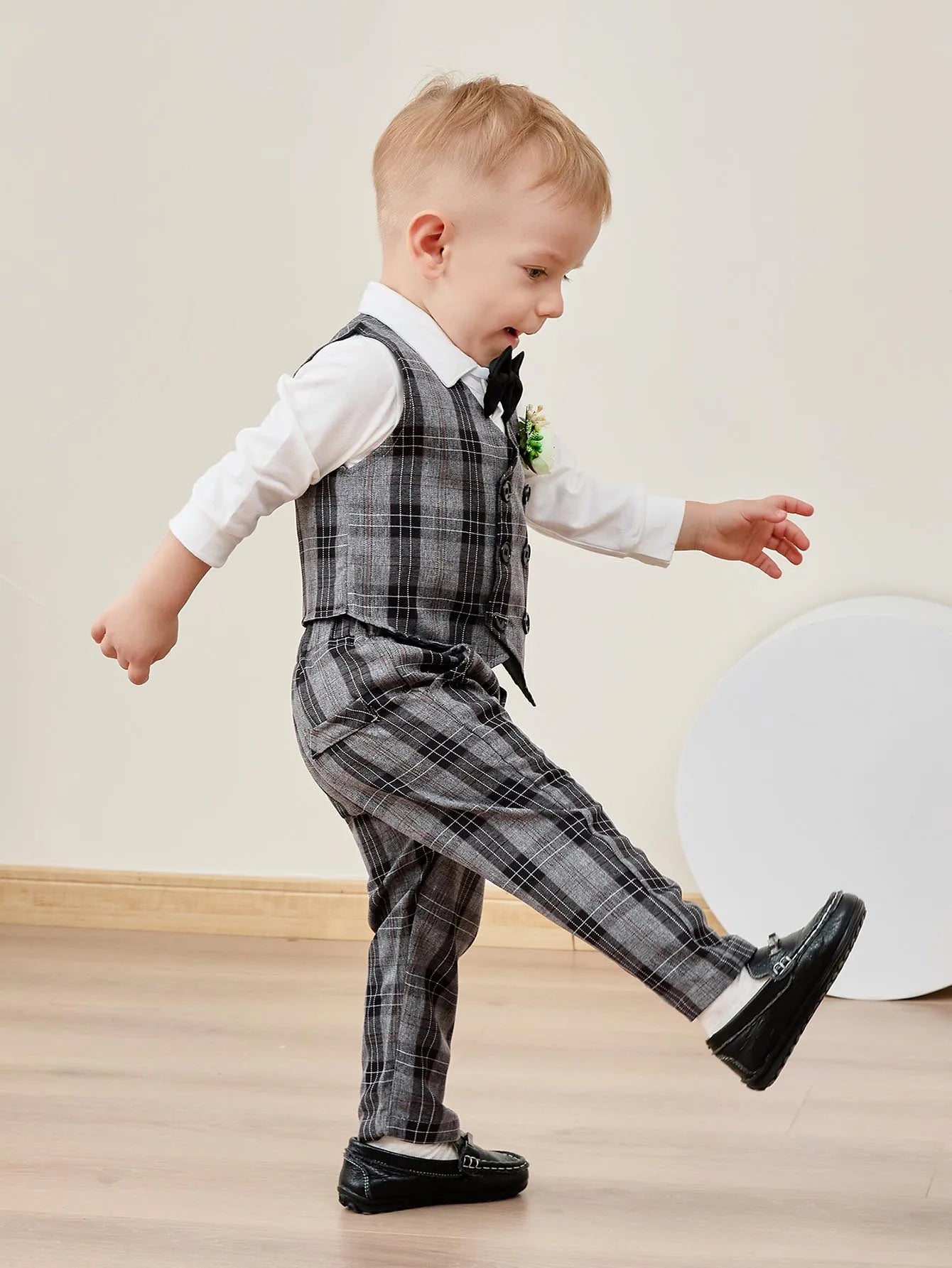 Baby Boy Clothes Suits 5PC Infant Gentleman Outfit Dress Shirt+Bowtie+Vest+Corsage+Pants  Toddler Boy Wedding Party Outfits