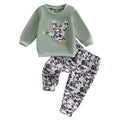 Toddler Winter 2PCS Clothing Sets Warm Fleece Hoodie Bear Print Pullover Elastic Waist Pants Outfit
